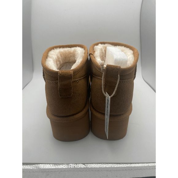 CUSHIONAIRE Women's COZY Genuine Suede pull on platform boot, Chestnut 6 - Picture 2 of 6